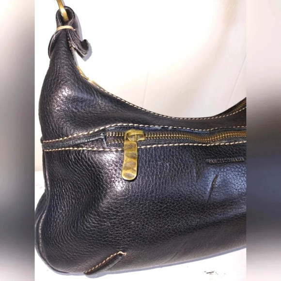 Francesco‎ Biasia Pebbled Leather Handbag in Black Shoulder Medium Brass - Picture 5 of 7